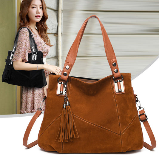 Women's Retro Tassel Zipper Suede Shoulder Crossbody Bag